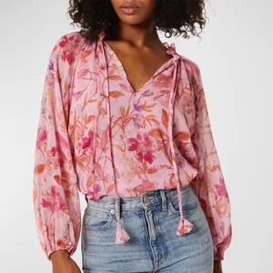 😍Misa Los Angeles Pink Floral Blouse
